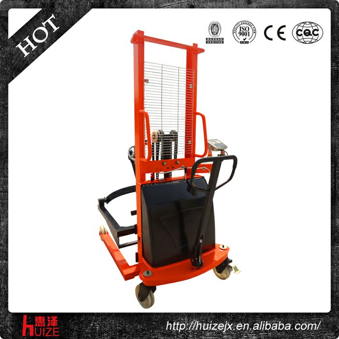 半電動稱重油桶車（夾鐵桶，手搖翻轉倒料）